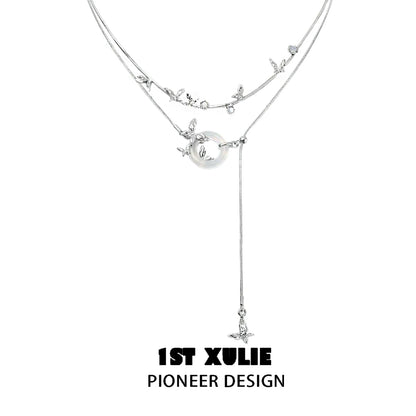 1ST XULIE Chalcedony Butterfly Necklace with Elegant Design and Delicate Chain