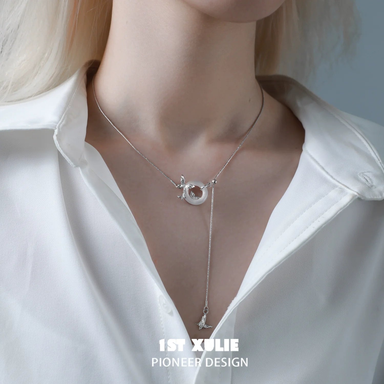 Silver chalcedony butterfly necklace featuring a unique pendant design for elegant styling