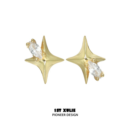 Cosmic star earrings in gold featuring sparkling crystals for a stylish look