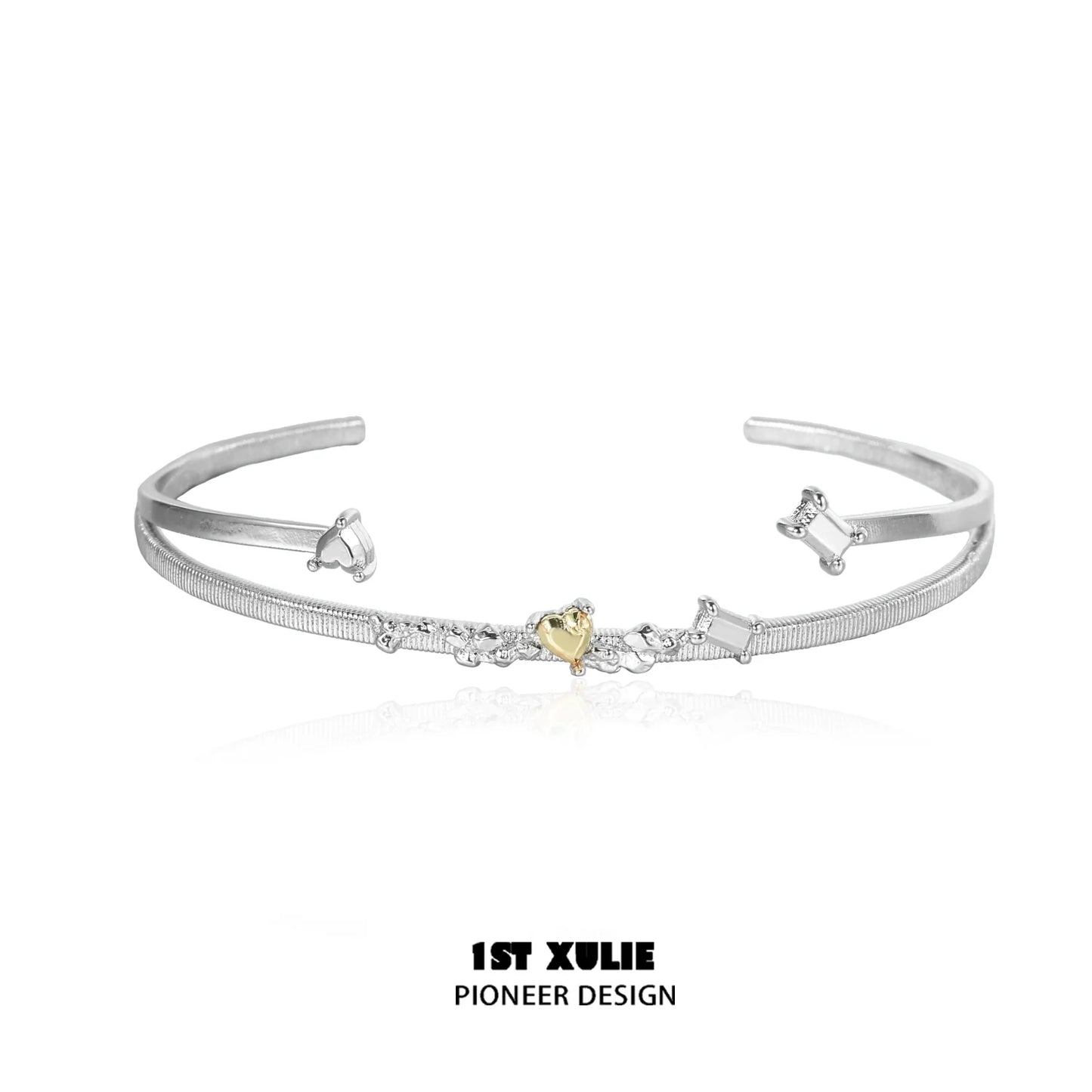 Stylish couple bracelet for girlfriend and boyfriend featuring a heart design and sparkling accents
