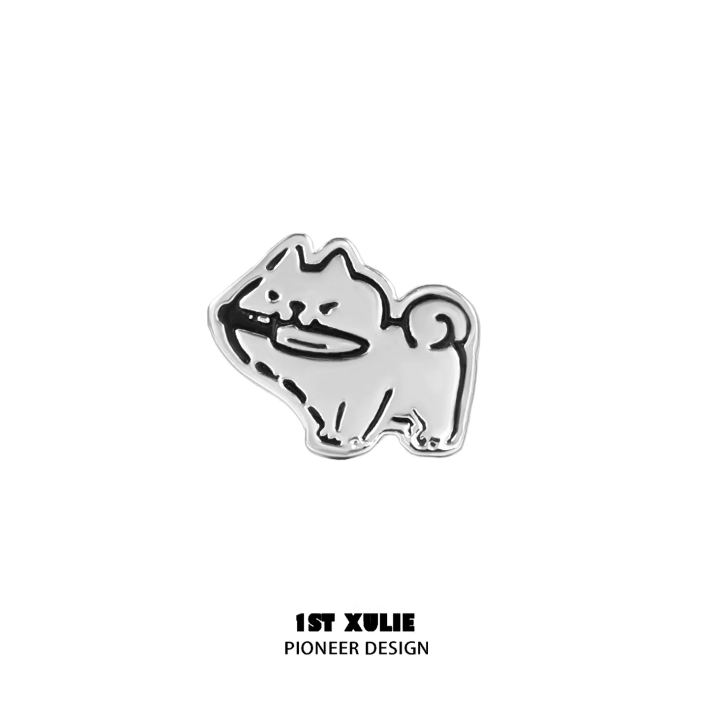 Cute puppy earrings featuring a playful dog design by 1ST XULIE in silver