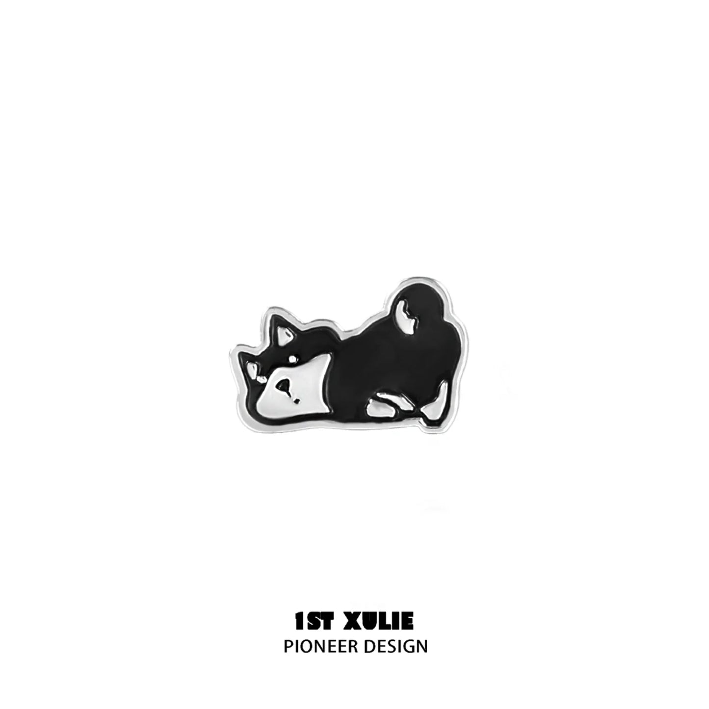Adorable cute puppy earrings featuring a black and white puppy design for dog lovers