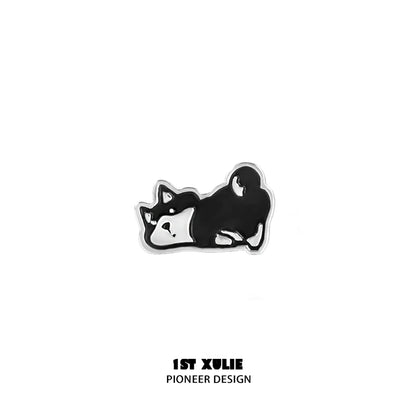 Adorable cute puppy earrings featuring a black and white puppy design for dog lovers