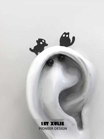 1ST XULIE devil cat earrings in black featuring playful cat designs for a unique accessory