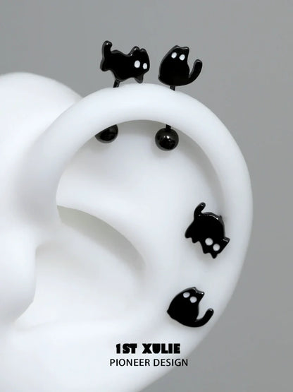 Unique devil cat earrings featuring playful black cat designs for stylish accessory lovers