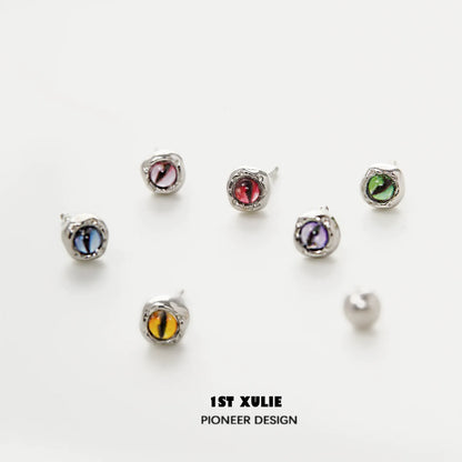 Colorful 1ST XULIE devil eye stud earrings in various shades for a stylish and unique accessory