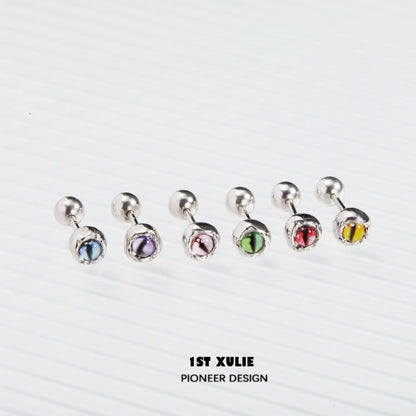 1ST XULIE Devil Eye Stud Earrings in various colors including blue, purple, green, red, and yellow