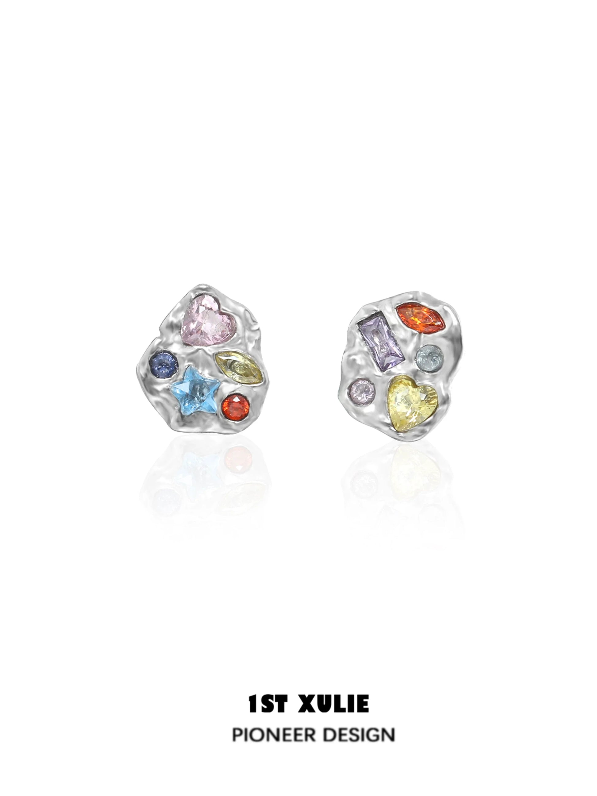1ST XULIE dopamine earrings colorful studs with unique gemstone design for a vibrant look