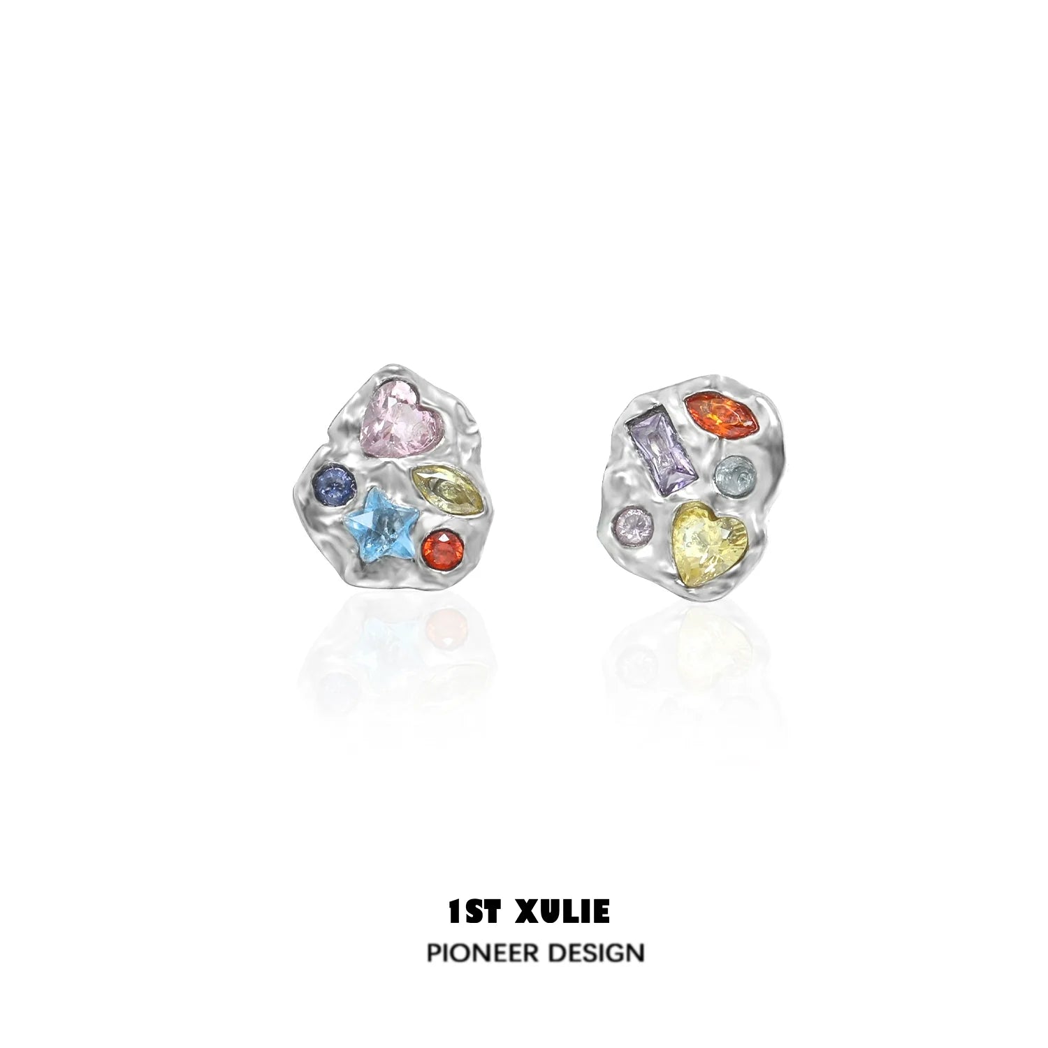 Dopamine earrings colorful studs with unique gem shapes for a lively accessory look