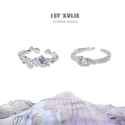 Elegant 1ST XULIE dream fairy purple zircon ring in a delicate design with intricate details