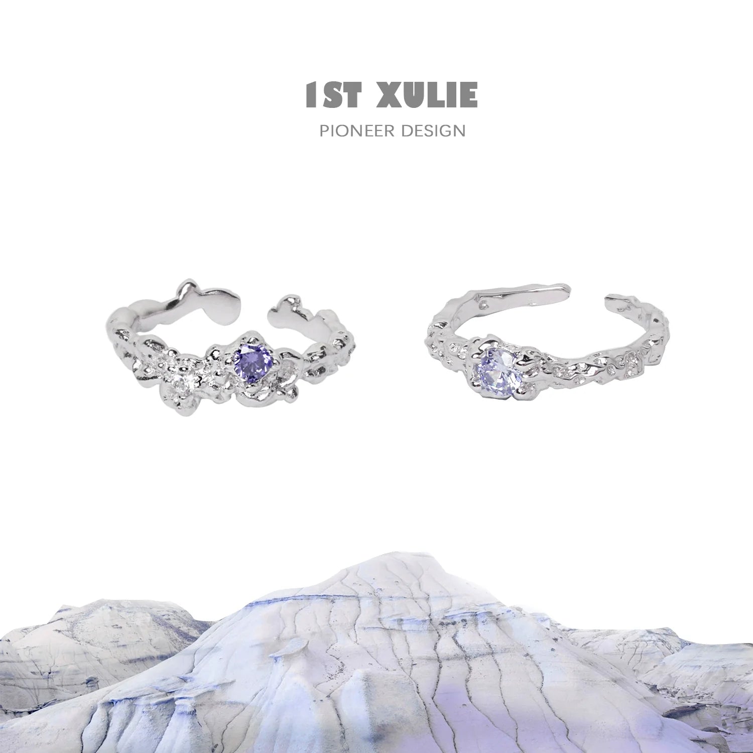 1ST XULIE Dream Fairy Purple Zircon Ring with delicate design and shimmering stones