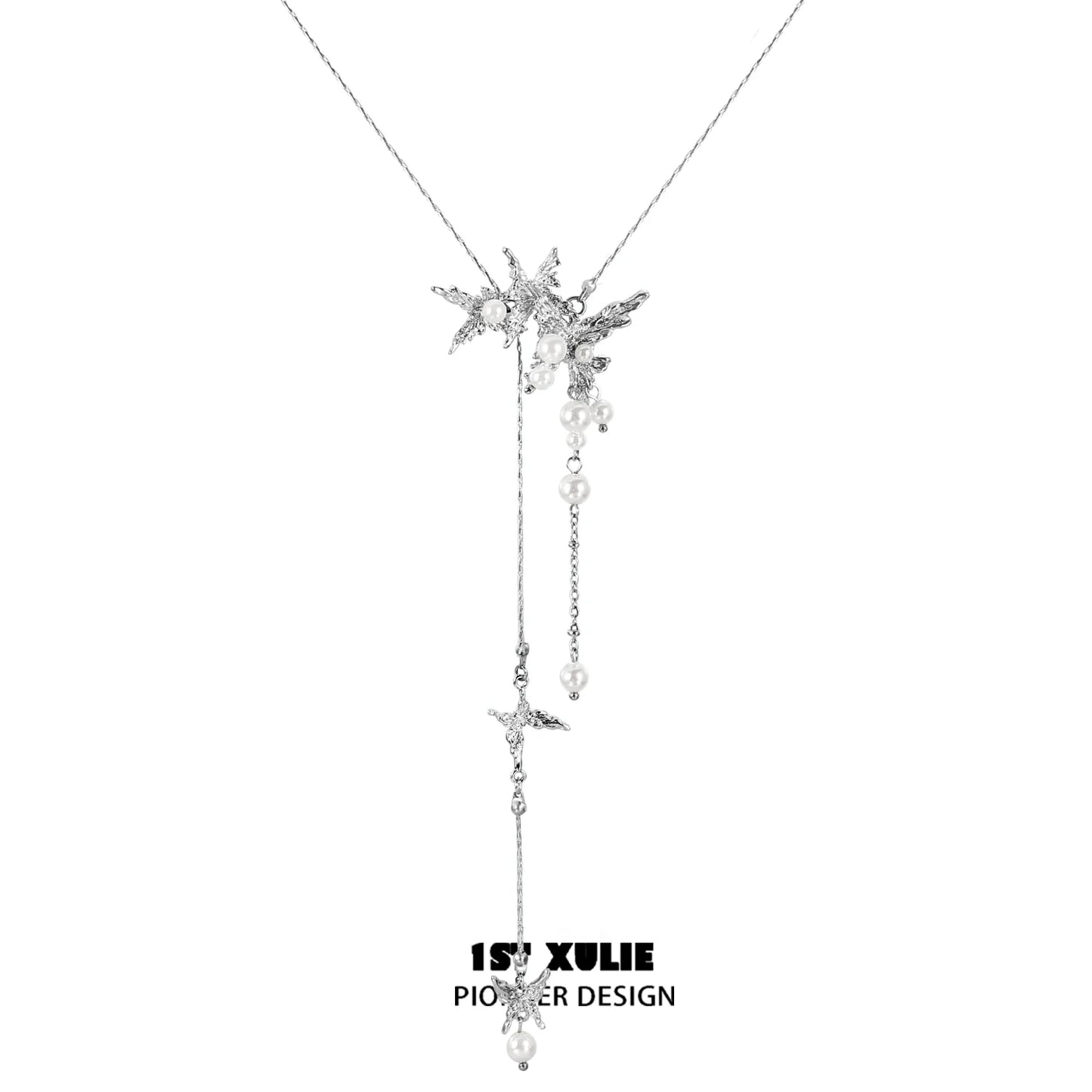 1STXULIE Dream Wings Pearl Necklace with a sparkling design featuring elegant pearl accents