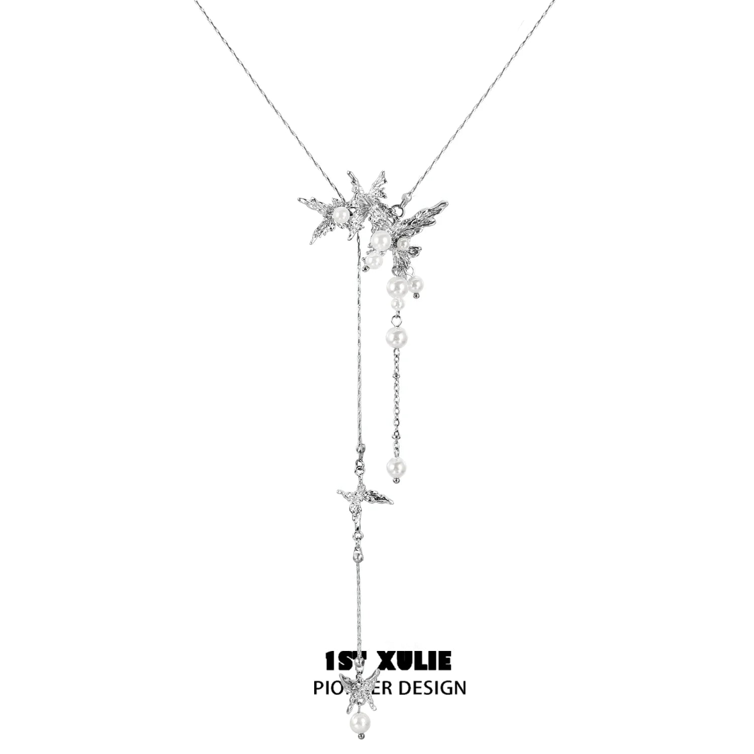 1STXULIE Dream Wings Pearl Necklace with a sparkling design featuring elegant pearl accents