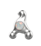 Unique Edgy Letter Silver Stud Earrings with Colorful Opal Accent for a Modern Look
