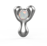 Edgy letter silver stud earrings featuring a modern design with an opal center