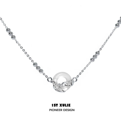 Elegant 1STXULIE eternal rings silver necklace with a unique round charm centerpiece