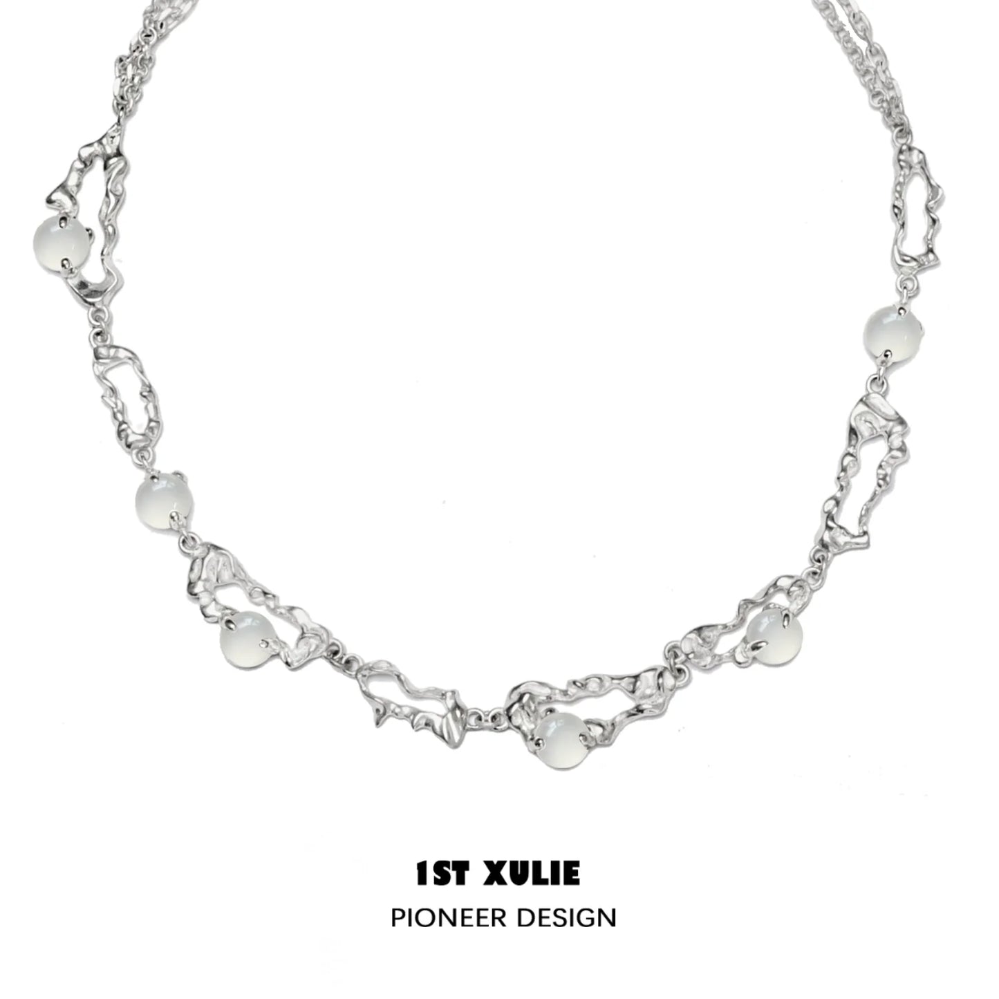 Frost goddess beaded necklace with unique silver design and elegant beads by 1ST XULIE