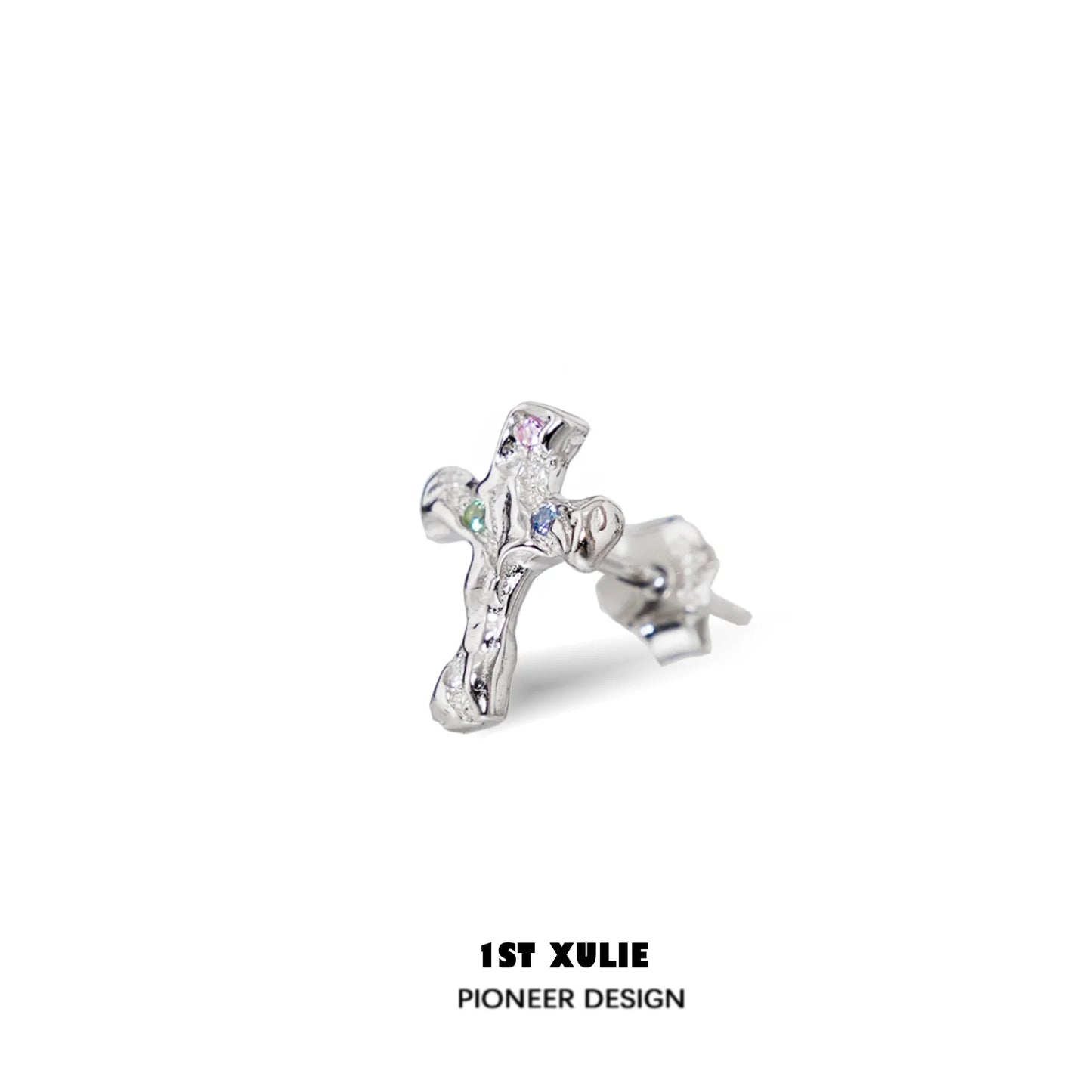 Stylish frozen cross zircon earrings featuring a unique design and sparkling details