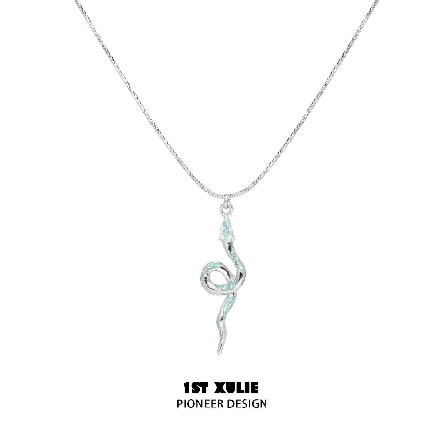 1ST XULIE Frozen Snake Silver Necklace featuring a unique snake design and elegant chain
