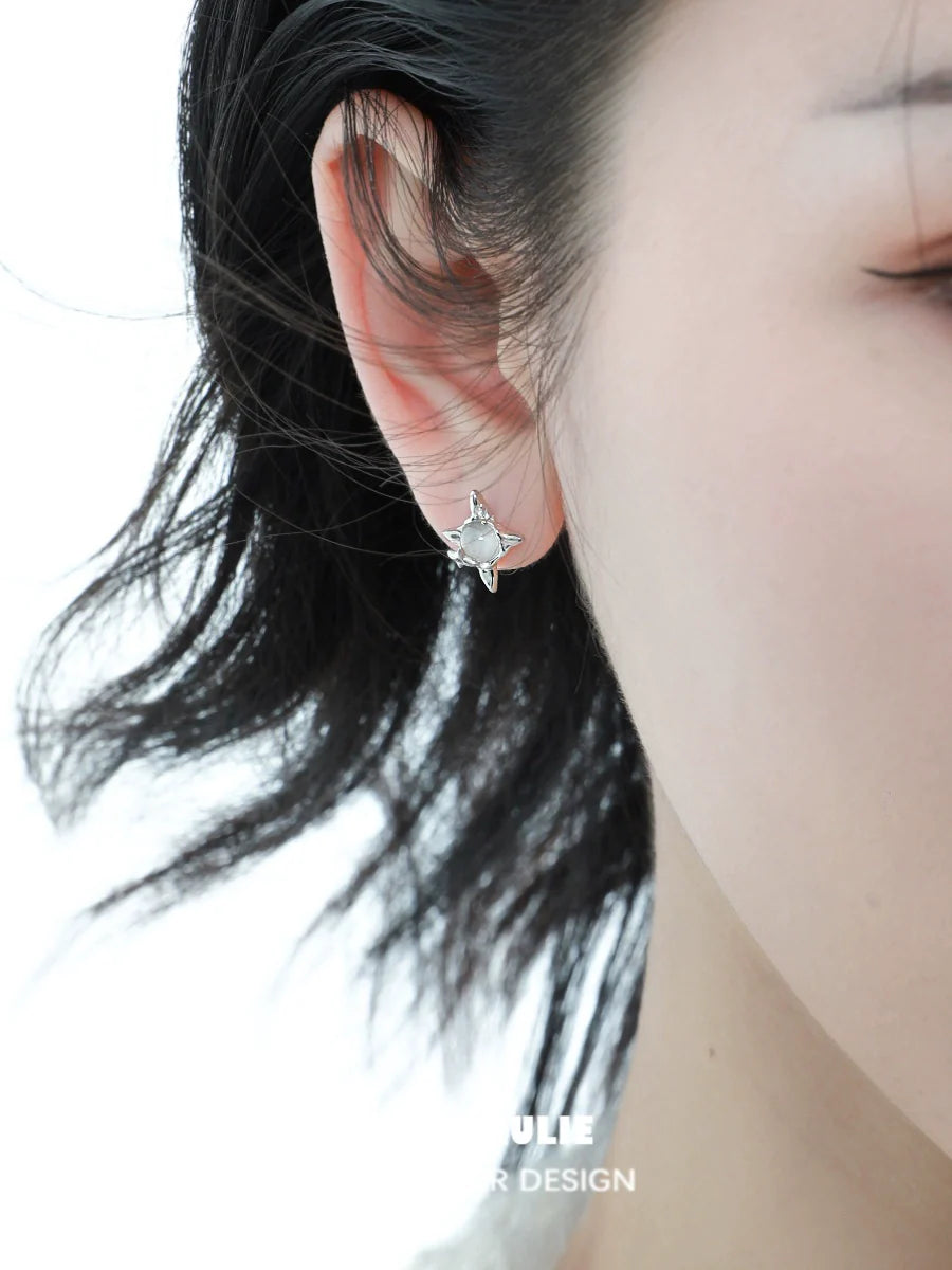 Elegant frozen star agate earrings set in silver, perfect for any stylish outfit