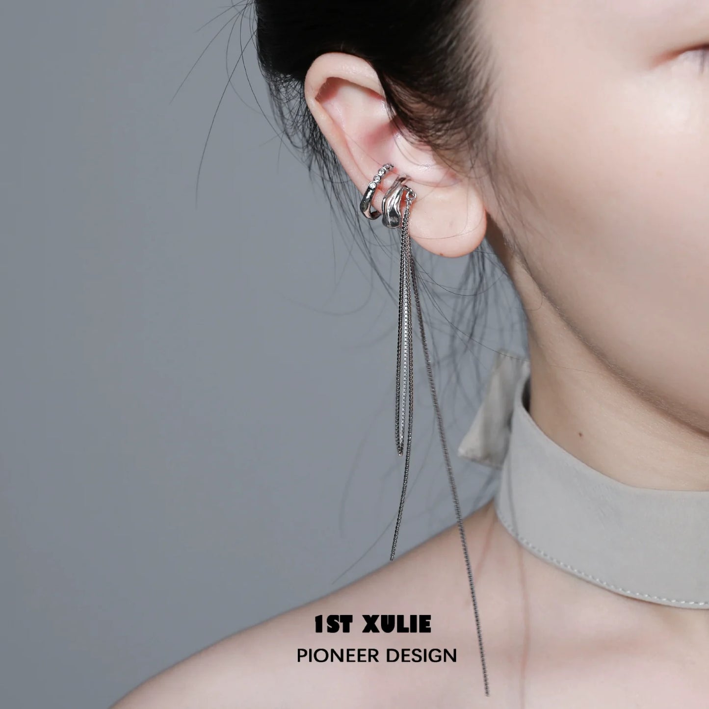 Frozen tassel ear clip by 1STXULIE featuring elegant design with hanging tassels for stylish accessorizing