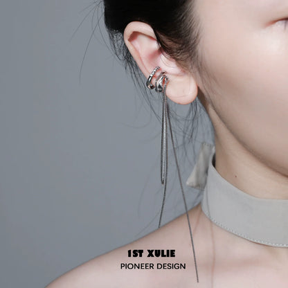 Frozen tassel ear clip by 1STXULIE featuring elegant design with hanging tassels for stylish accessorizing