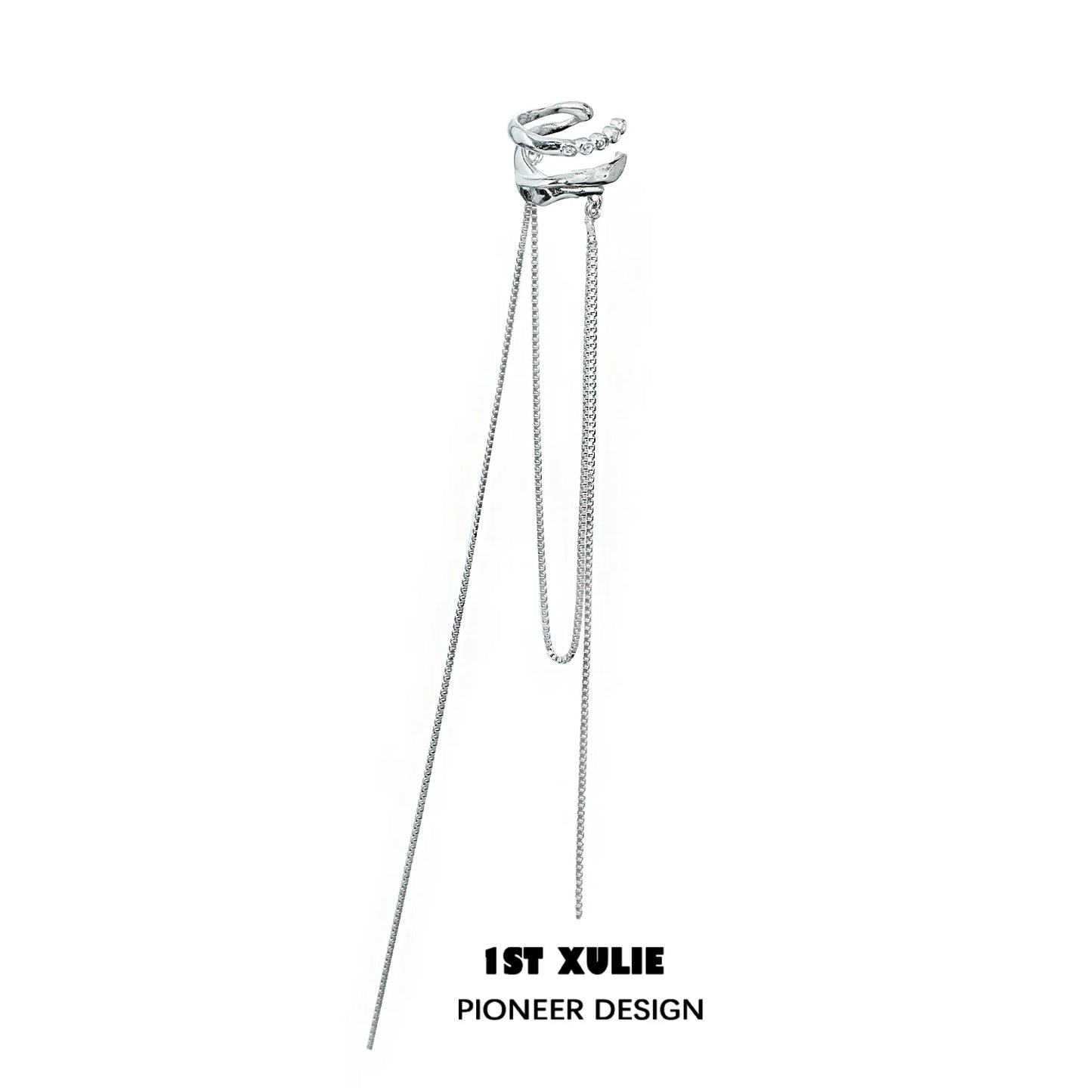 Stylish frozen tassel ear clip with a sleek design and elegant chains from 1STXULIE