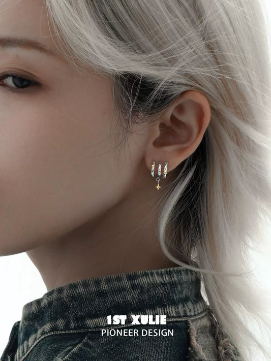 1ST XULIE Galactic Star Earrings with Sparkling Design for Stylish Accessories