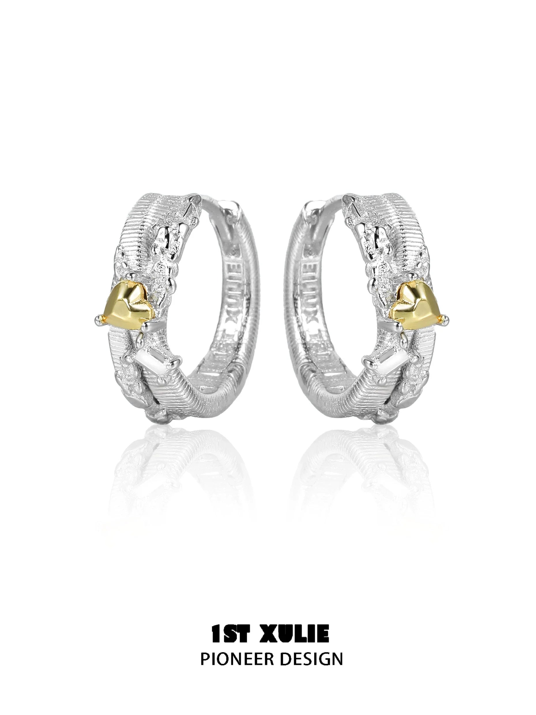 1ST XULIE Heart Couple Earrings with Unique Design and Gold Heart Accent for Couples