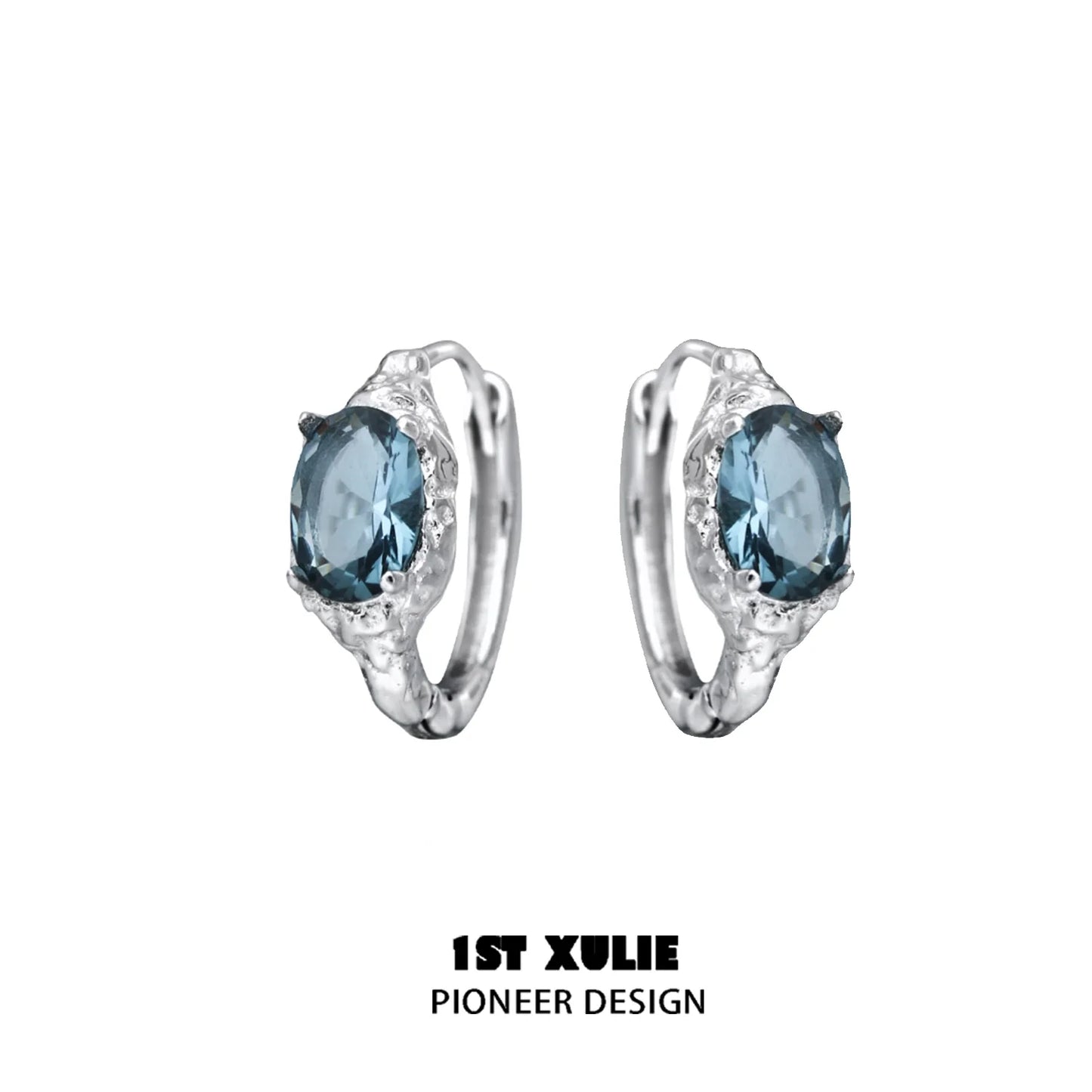 Elegant Icelandic zircon ear cuffs with a stunning blue gemstone design for versatile outfits