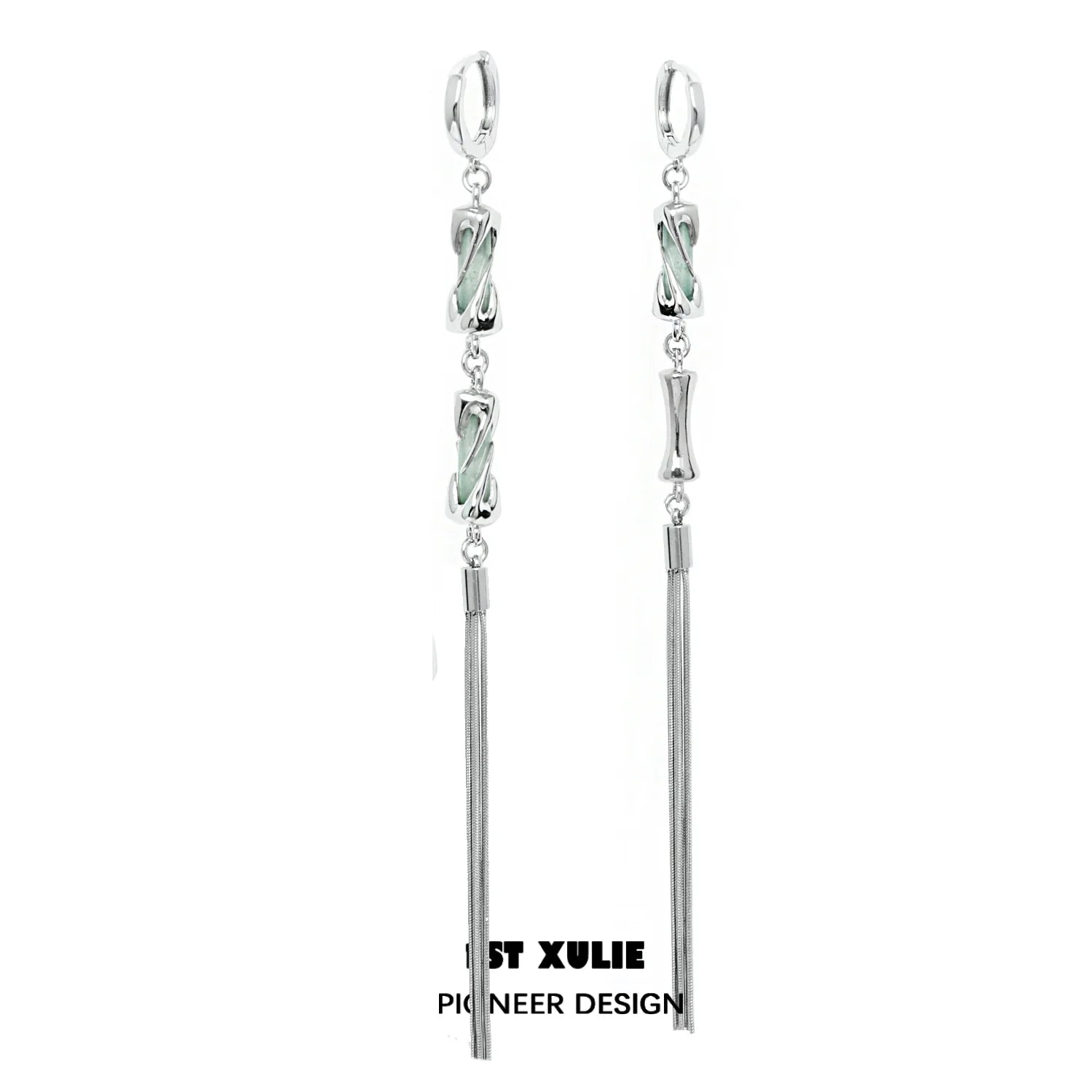 Elegant jade tassel earrings with silver accents and modern design for stylish outfits
