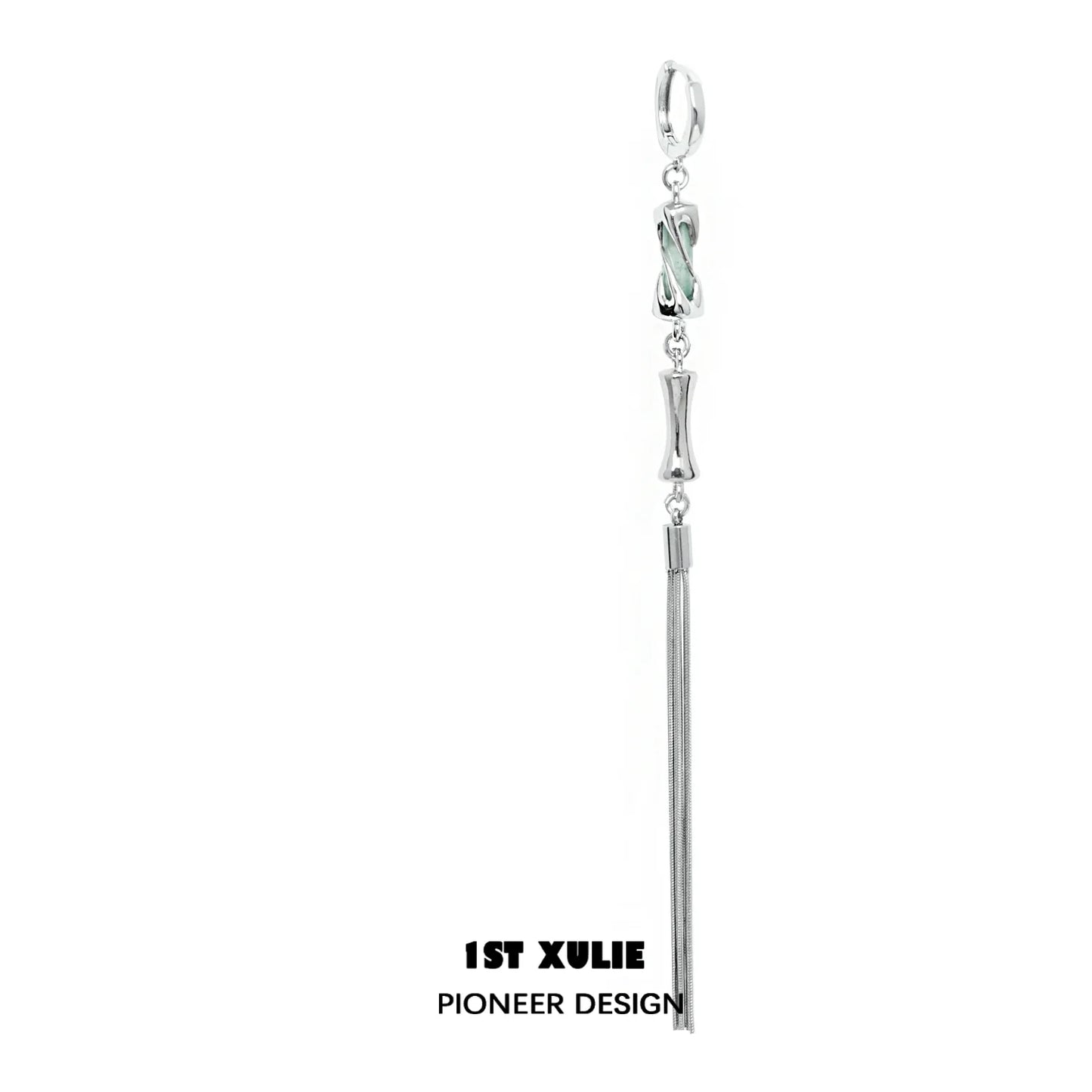 Elegant jade tassel earrings featuring a sleek design and polished finish