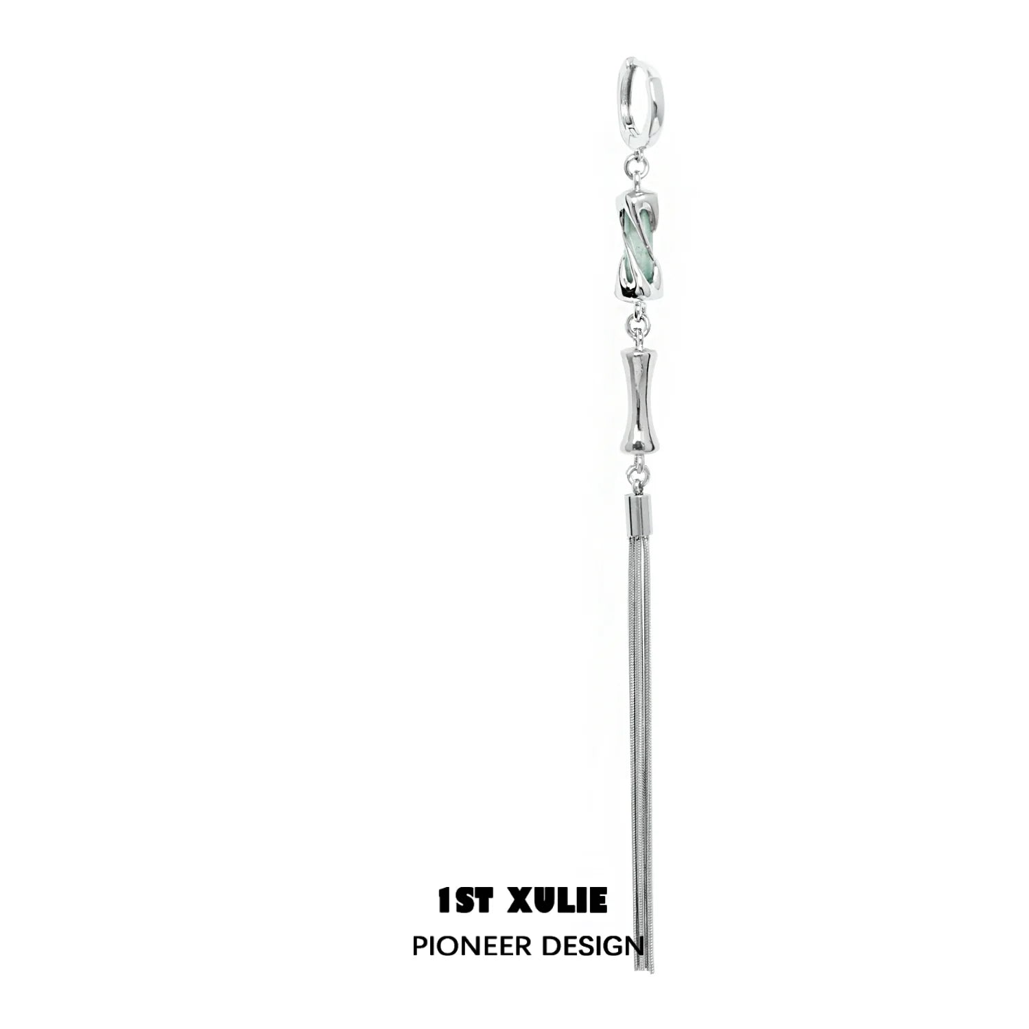 Elegant jade tassel earrings featuring a sleek design and polished finish