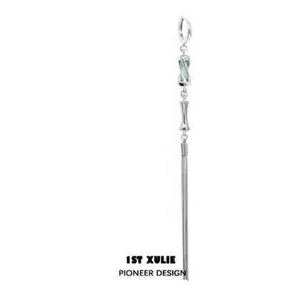 Elegant jade tassel earrings featuring a sleek design and polished finish