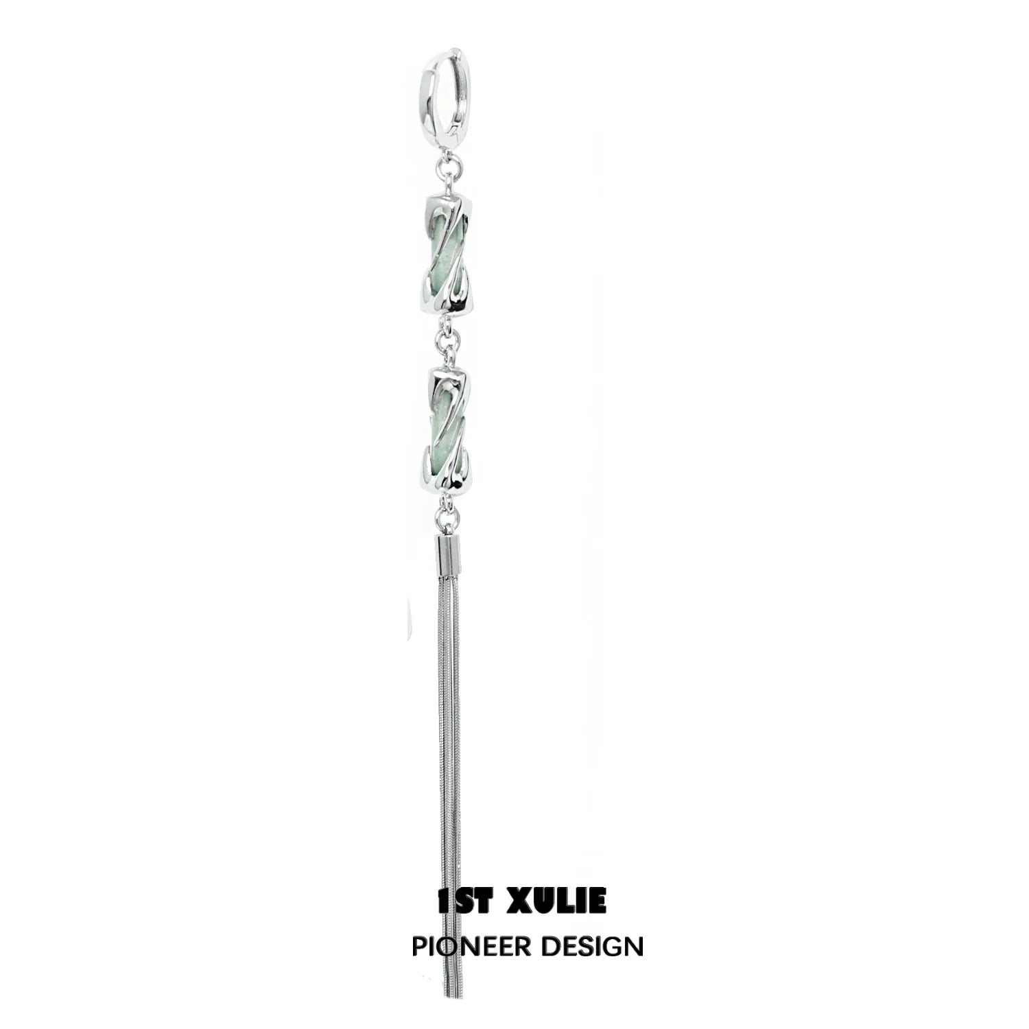 Elegant jade tassel earrings featuring silver accents and a sleek design for a stylish touch