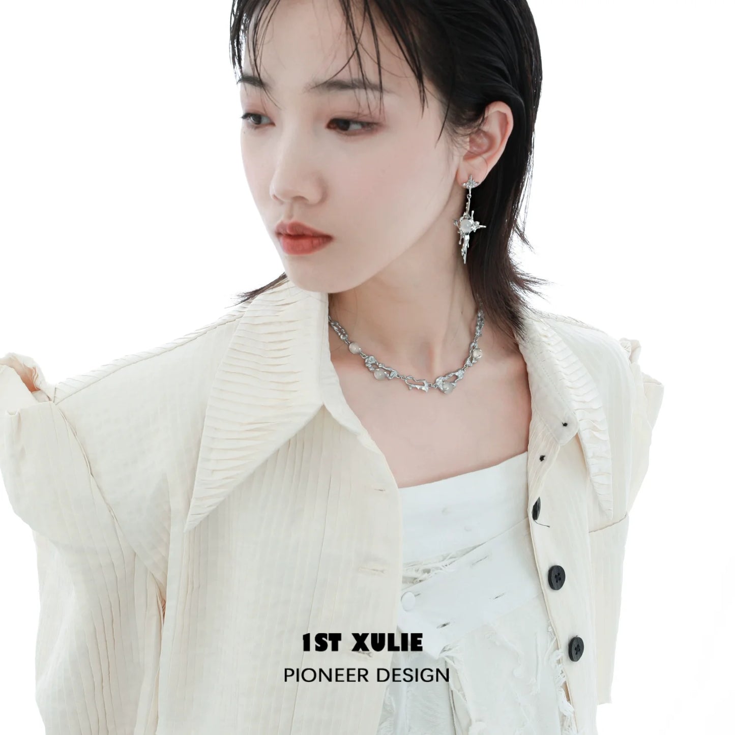 Stylish luminous agate cross earrings designed by 1ST XULIE for trendy accessories