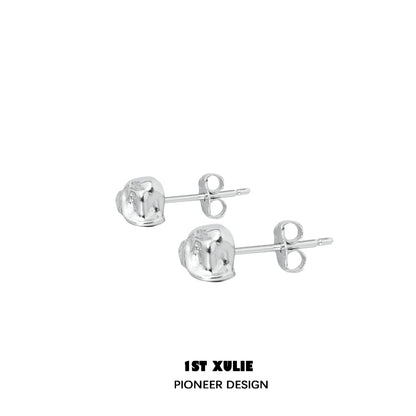 Stylish minimalist bell echo earrings in silver, perfect for everyday wear