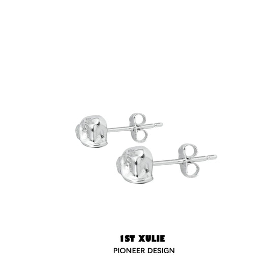 Stylish minimalist bell echo earrings in silver, perfect for everyday wear
