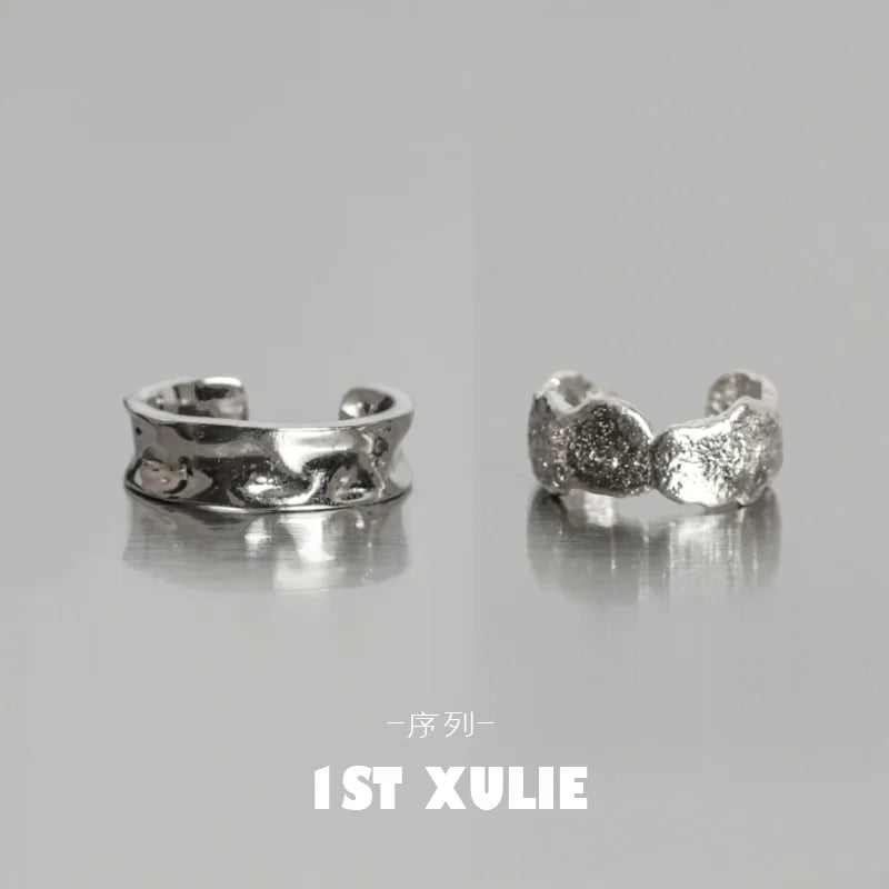 Stylish minimalist frosted ear cuffs in silver featuring a textured design for modern wear