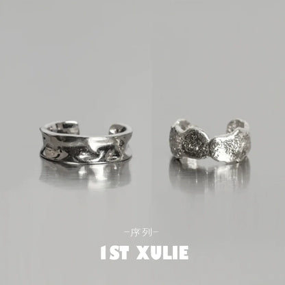 Stylish minimalist frosted ear cuffs in silver featuring a textured design for modern wear