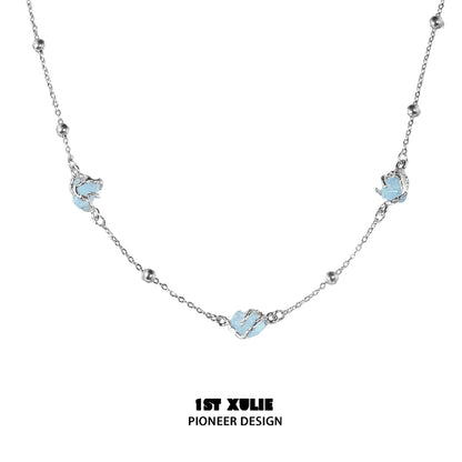1ST XULIE Moon Double Necklace with a delicate silver chain and celestial charm design
