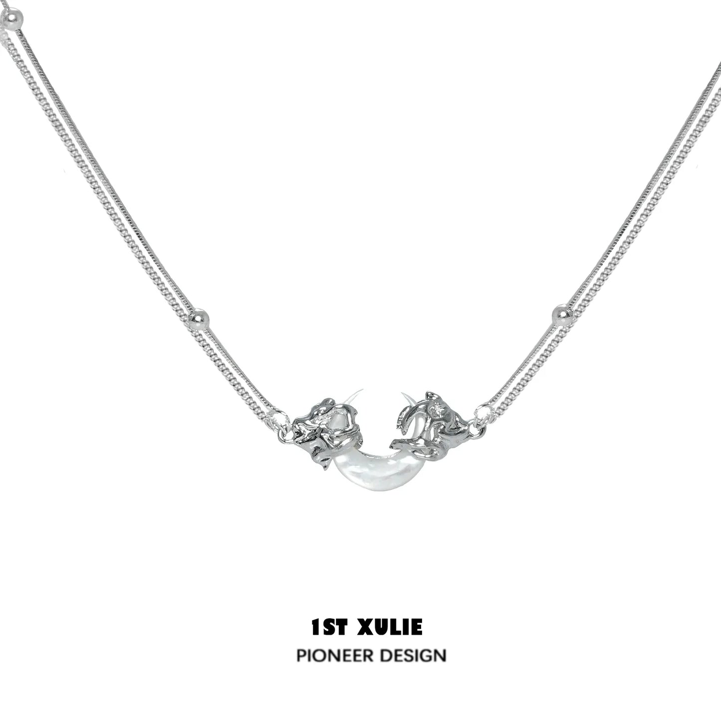 1STXULIE Silver Moonlight Couple Necklace with Elegant Design for Romantic Gifts