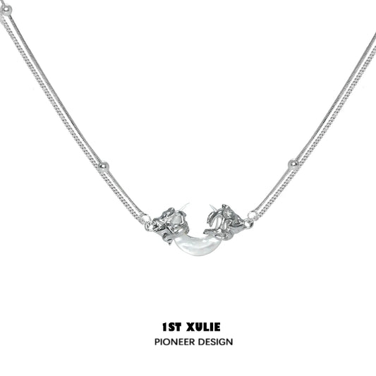 1STXULIE Silver Moonlight Couple Necklace with Elegant Design for Romantic Gifts