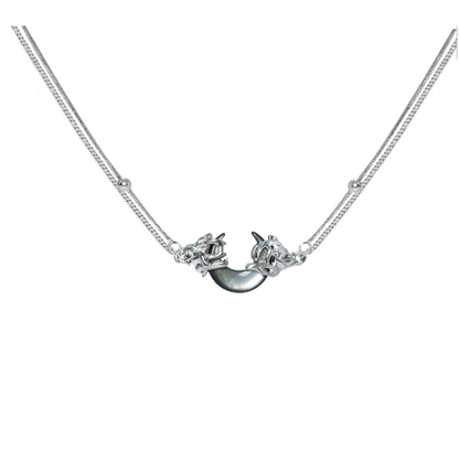 1STXULIE Moonlight Couple Necklace with Elegant Design and Heart-Shaped Pendant