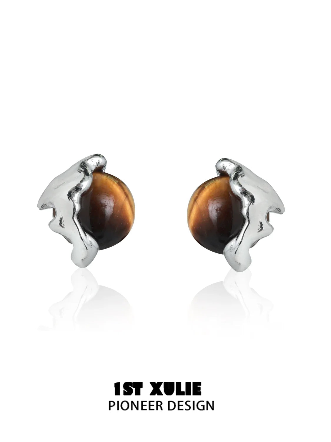 1ST XULIE Mystic Eye Earrings with Tiger's Eye Stone and Unique Silver Design