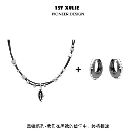 1ST XULIE Northern Star Beaded Leather Necklace with Unique Charm and Stylish Design