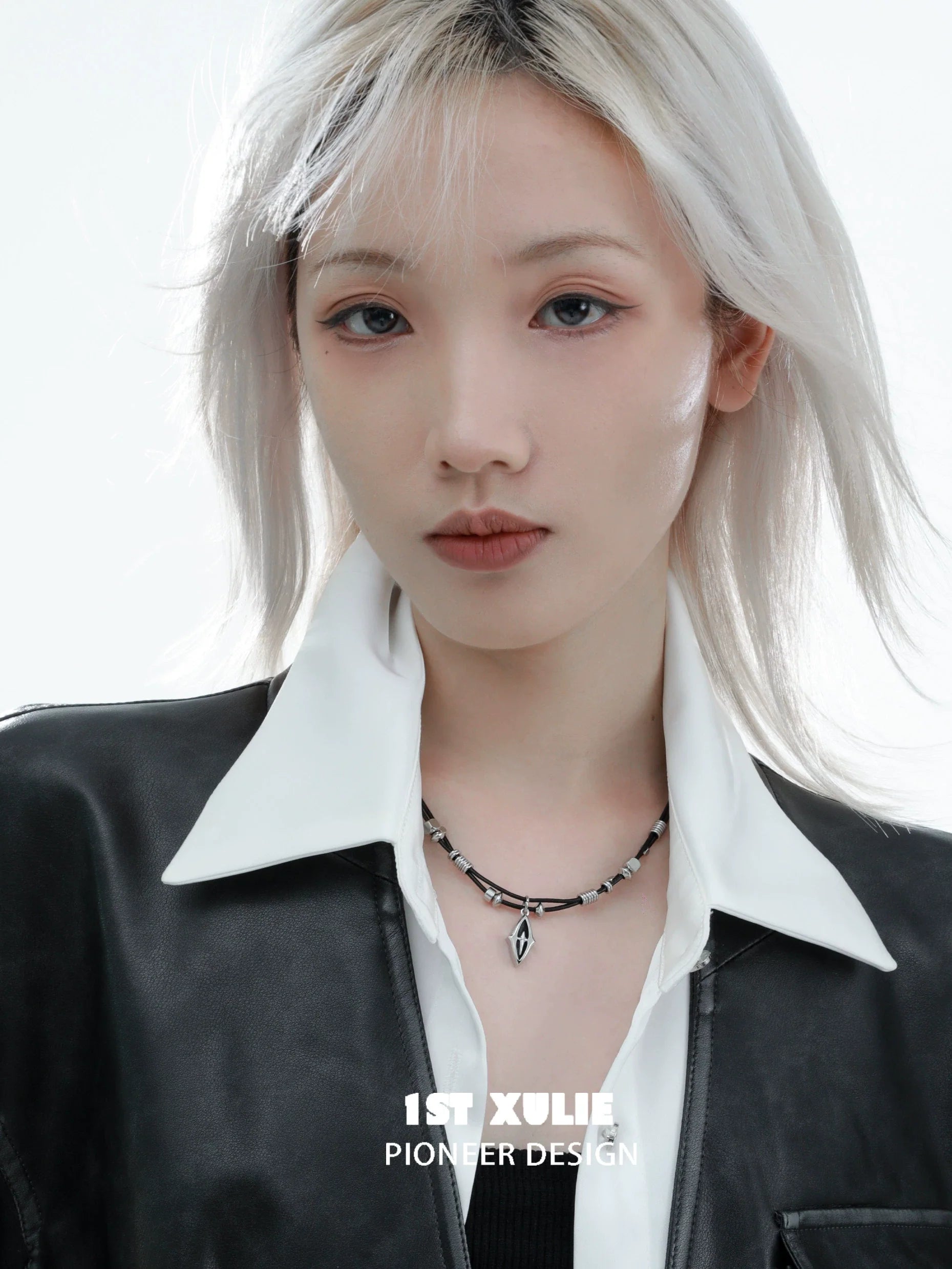 1ST XULIE Northern Star Beaded Leather Necklace showcased on a model with stylish attire
