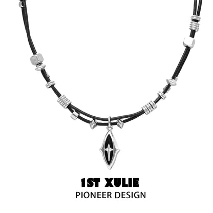 Northern star beaded leather necklace with unique silver accents for a stylish look