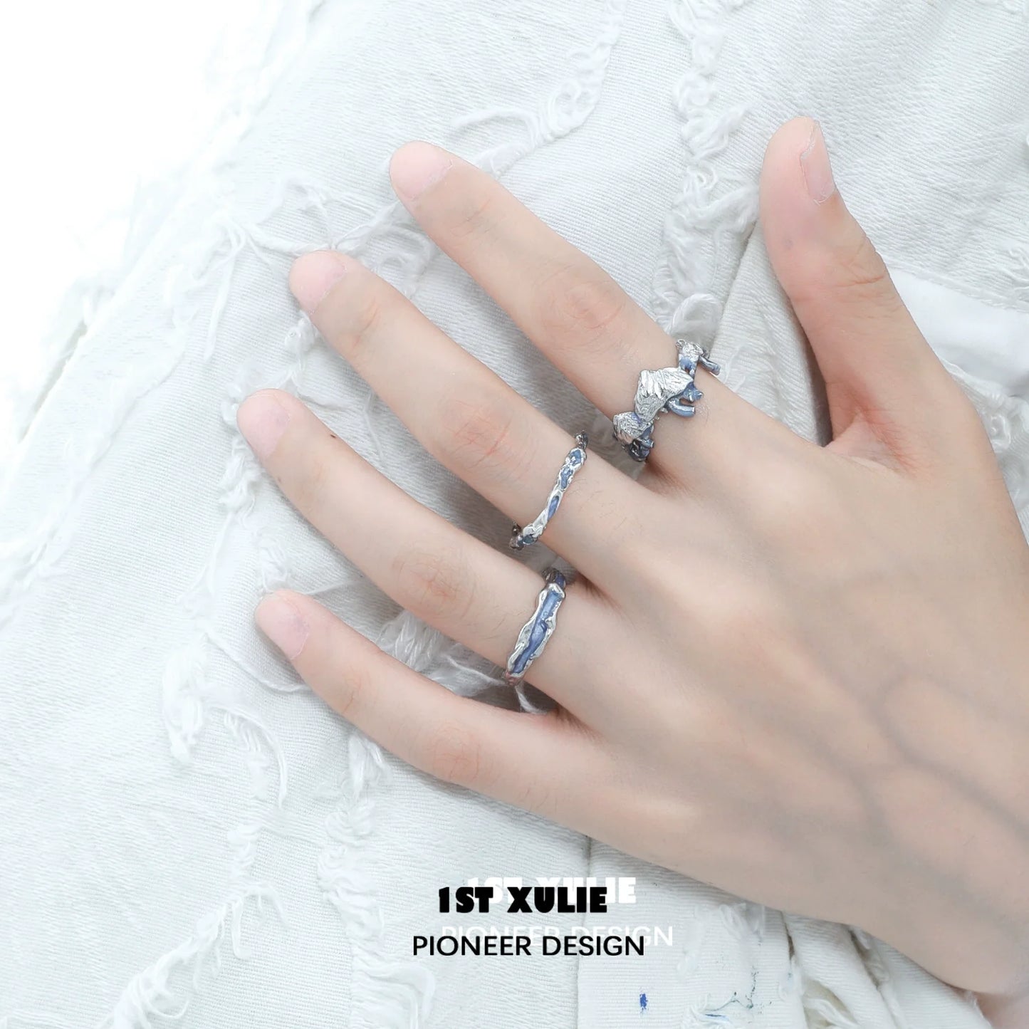 Ocean elf couple ring set with intricate design, perfect for romantic gifts and special occasions