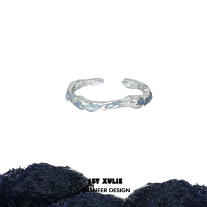 1STXULIE Ocean Elf Couple Ring in Silver with Intricate Twisted Design